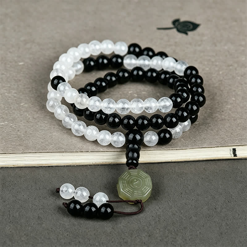 Buddha Stones Zwarte obsidiaan Bagua Armband met kralen - image 3
