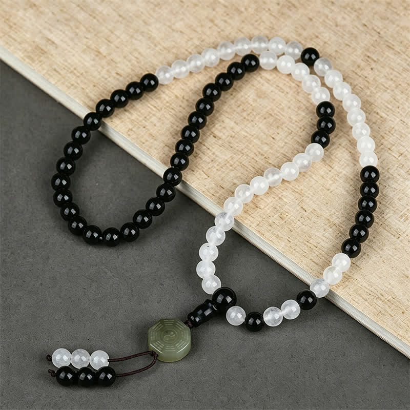 Buddha Stones Zwarte obsidiaan Bagua Armband met kralen - Bagua (Balans ♥ Harmonie) - image 0