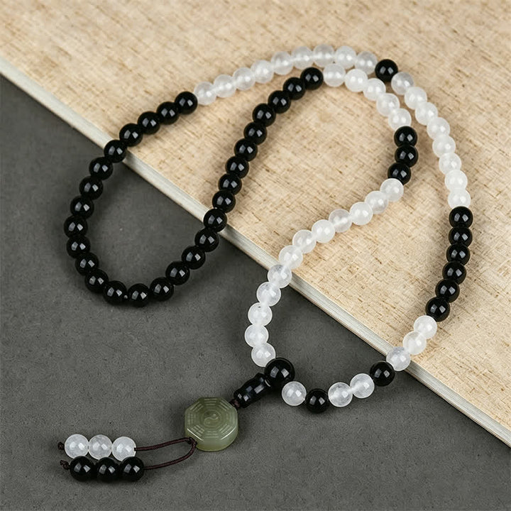 Buddha Stones Zwarte obsidiaan Bagua Armband met kralen - Bagua (Balans ♥ Harmonie) - image 0