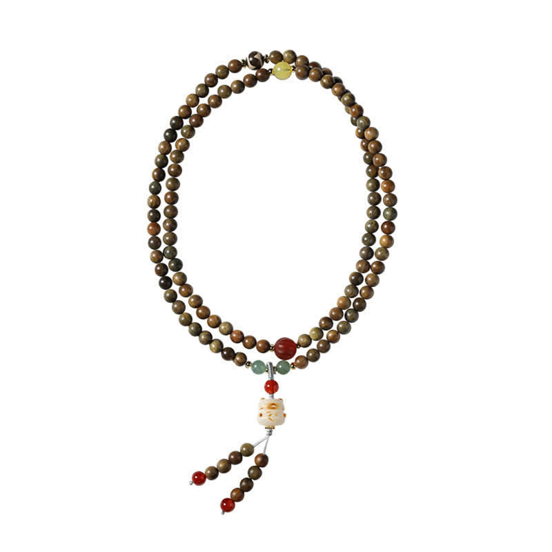 Buddha Stones Groene sandelhouten Serenity handgeweven kattenhanger in retro etnische Mala. - image 7