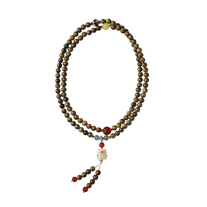 Buddha Stones Groene sandelhouten Serenity handgeweven kattenhanger in retro etnische Mala. - image 7
