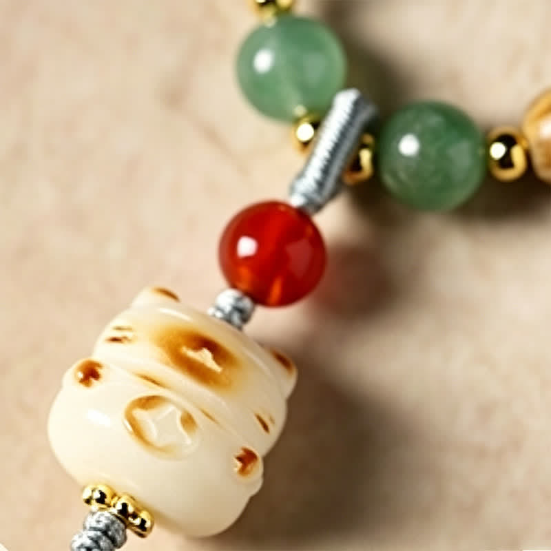 Buddha Stones Groene sandelhouten Serenity handgeweven kattenhanger in retro etnische Mala. - image 16