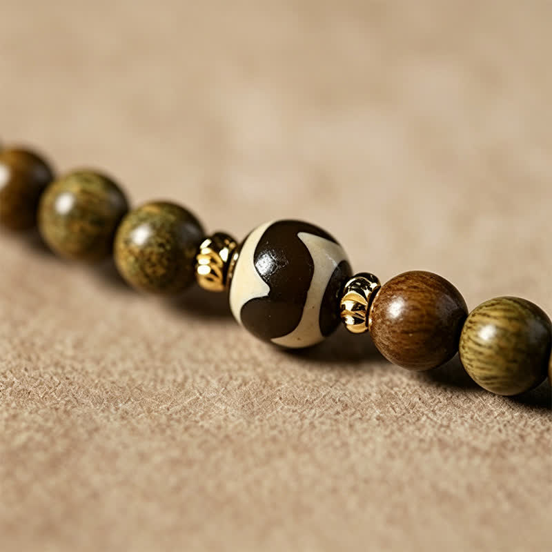 Buddha Stones Groene sandelhouten Serenity handgeweven kattenhanger in retro etnische Mala. - image 13