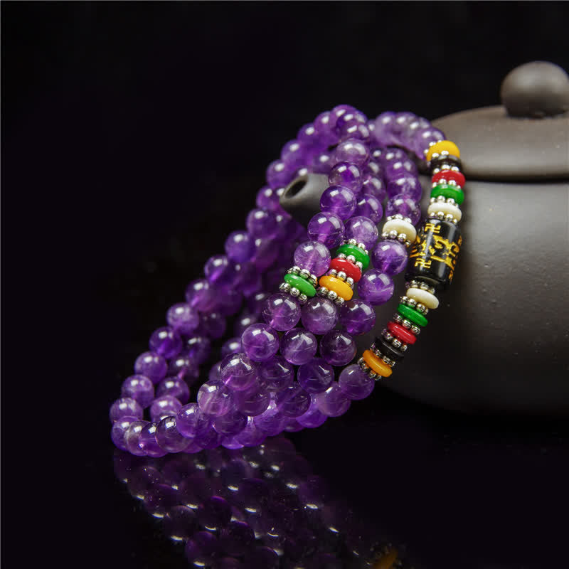 Buddha Stones Amethist Om Mani Padme Hum Zuiverheidsgebed 108 Kraal Mala - image 7