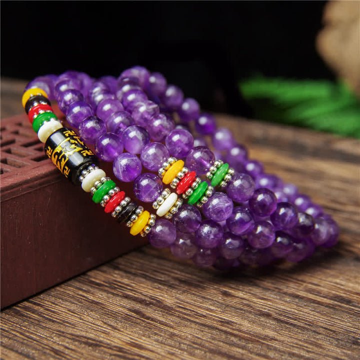 Buddha Stones Amethist Om Mani Padme Hum Zuiverheidsgebed 108 Kraal Mala - image 8