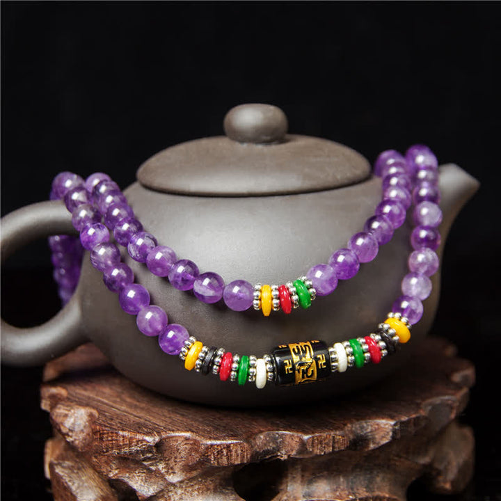 Buddha Stones Amethist Om Mani Padme Hum Zuiverheidsgebed 108 Kraal Mala - image 4