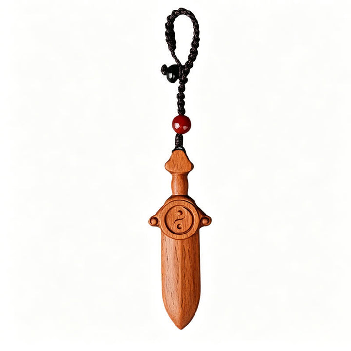 Buddha Stones Sleutelhangers met gegraveerd Yin Yang-balansmotief van jujubehout - image 7