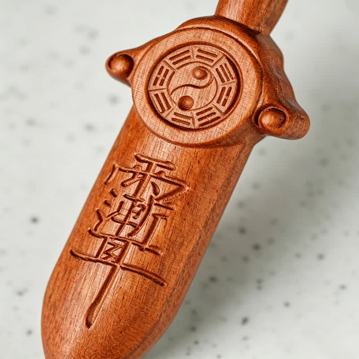 Buddha Stones Sleutelhangers met gegraveerd Yin Yang-balansmotief van jujubehout - image 10