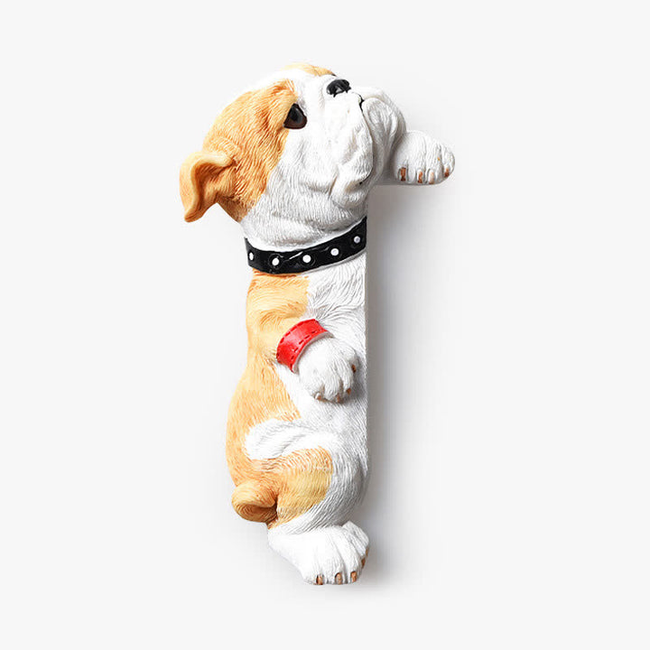 Buddha Stones Handgeschilderde hars hond 3D schattige decoratieve schakelaar muursticker - Engelse bulldog - links staand - image 61