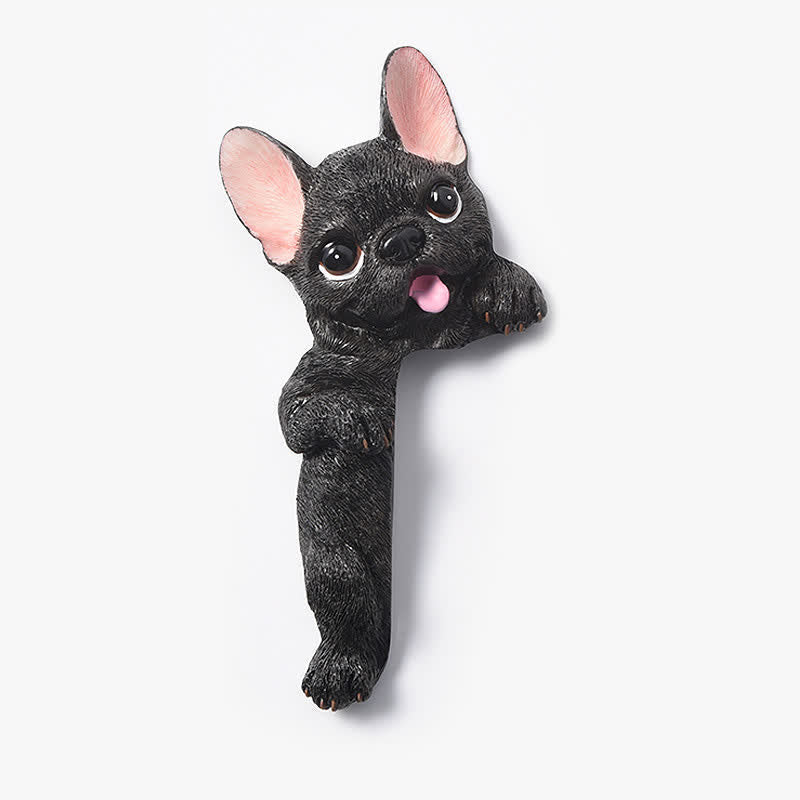 Buddha Stones Handgeschilderde hars hond 3D schattige decoratieve schakelaar muursticker - Zwarte Franse bulldog - links staand - image 20