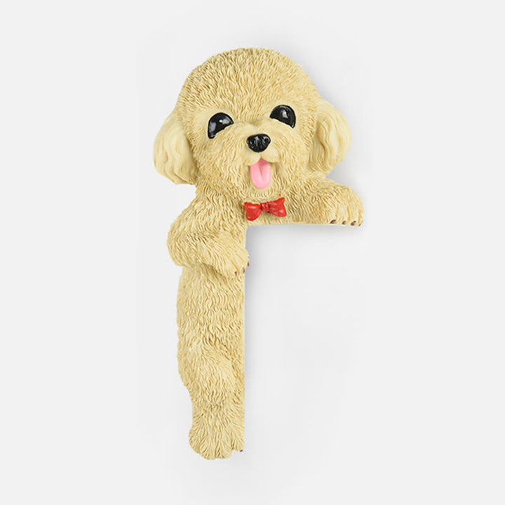 Buddha Stones Handgeschilderde hars hond 3D schattige decoratieve schakelaar muursticker - Lichtgele teddybeer - links staand - image 37