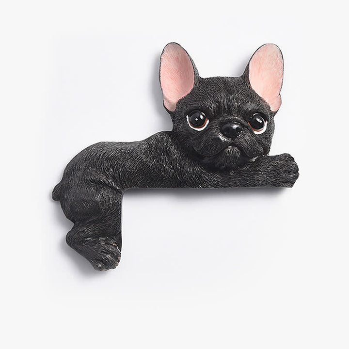 Buddha Stones Handgeschilderde hars hond 3D schattige decoratieve schakelaar muursticker - Zwarte Franse bulldog - links liggend - image 22