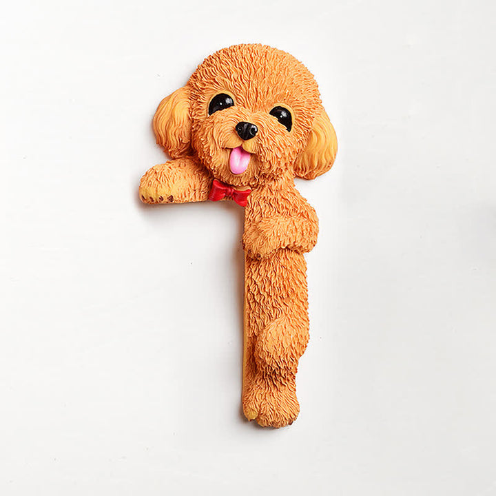 Buddha Stones Handgeschilderde hars hond 3D schattige decoratieve schakelaar muursticker - Oranje Teddybeer - Rechtsstaand - image 50