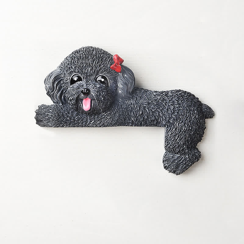 Buddha Stones Handgeschilderde hars hond 3D schattige decoratieve schakelaar muursticker - Donkergrijze teddybeer - Rechtsliggend - image 58