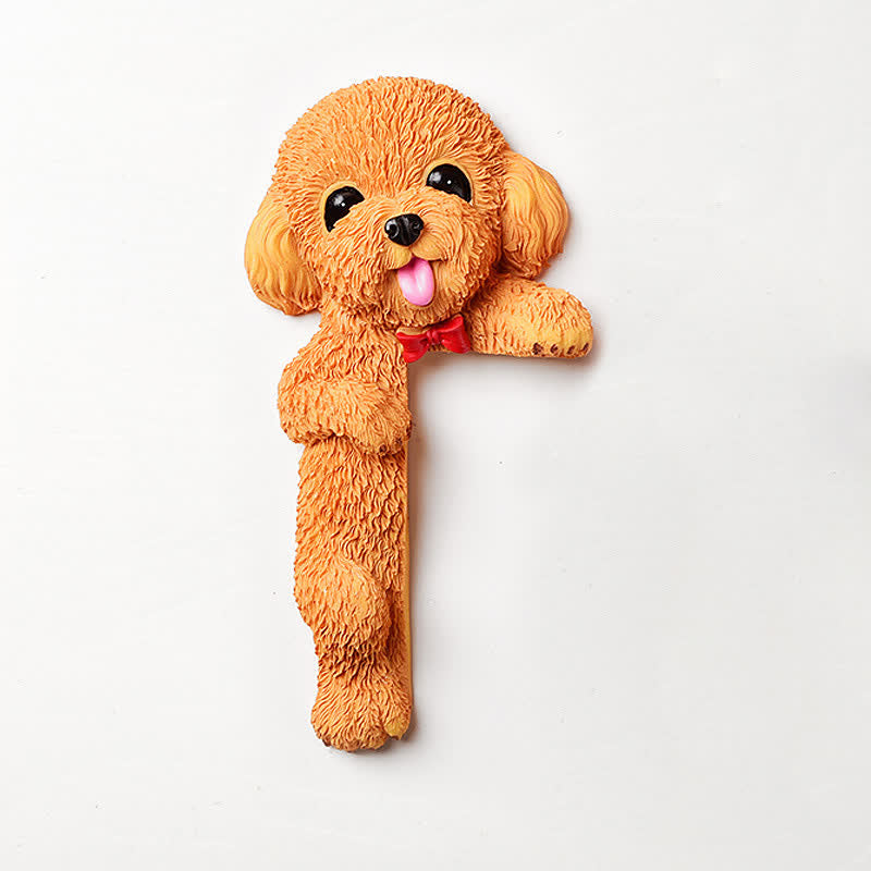 Buddha Stones Handgeschilderde hars hond 3D schattige decoratieve schakelaar muursticker - Oranje Teddybeer - Linksstaand - image 47
