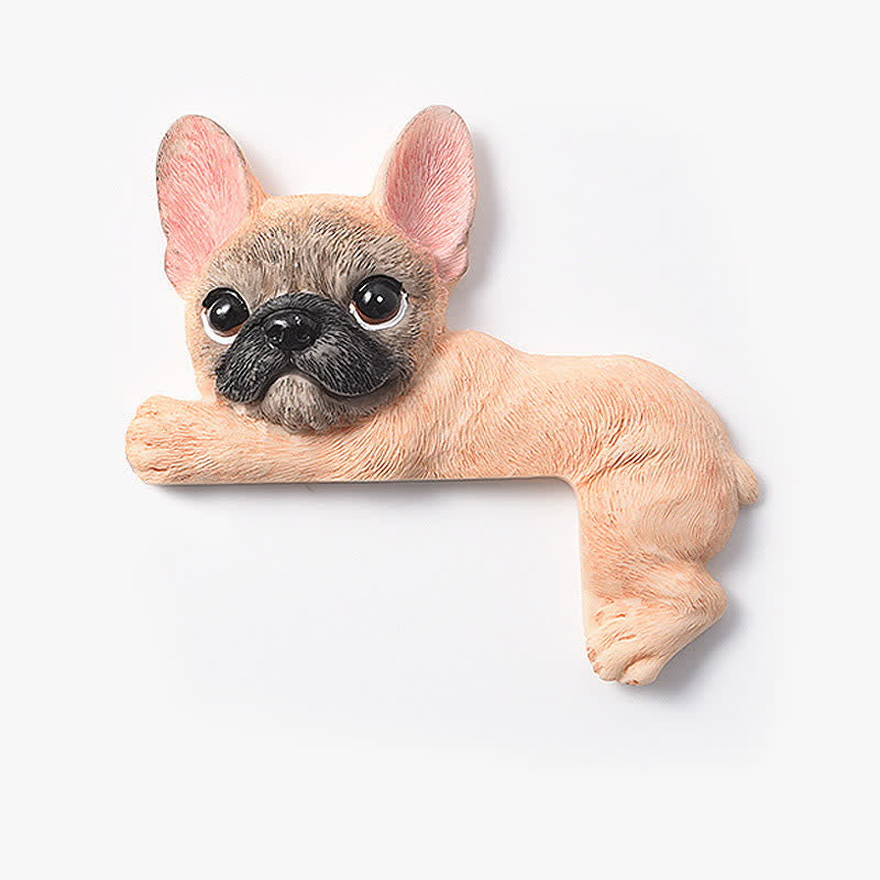 Buddha Stones Handgeschilderde hars hond 3D schattige decoratieve schakelaar muursticker - Bruine Franse bulldog met zwart gezicht - Rechtsliggend - image 14