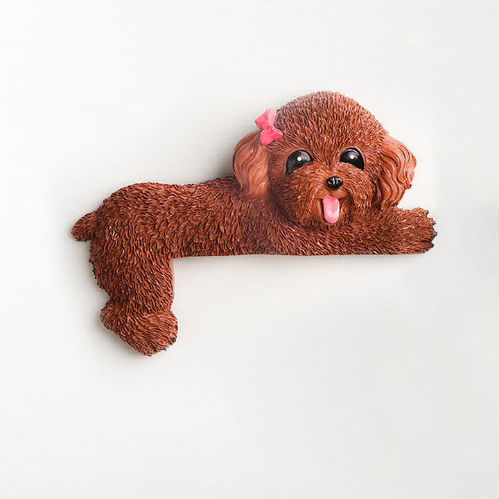 Buddha Stones Handgeschilderde hars hond 3D schattige decoratieve schakelaar muursticker - Bruine teddybeer - links liggend - image 28