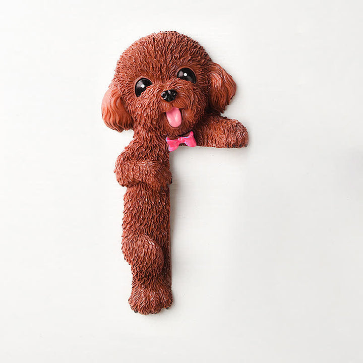Buddha Stones Handgeschilderde hars hond 3D schattige decoratieve schakelaar muursticker - Bruine teddybeer - links staand - image 26