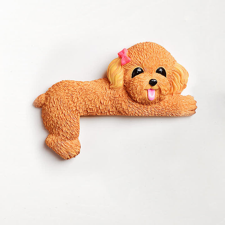 Buddha Stones Handgeschilderde hars hond 3D schattige decoratieve schakelaar muursticker - Oranje Teddybeer - Links Liggend - image 49