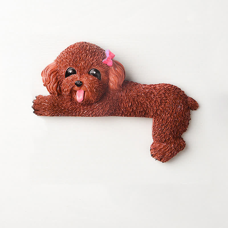 Buddha Stones Handgeschilderde hars hond 3D schattige decoratieve schakelaar muursticker - Bruine Teddybeer - Rechts Liggend - image 27