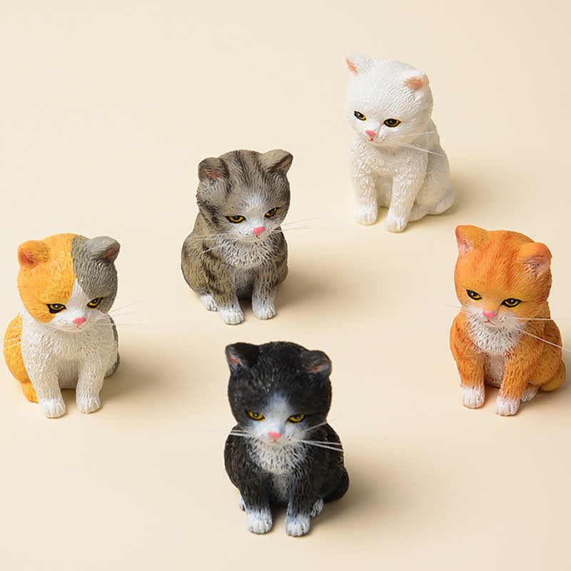 Buddha Stones Geschilderde hars mini katjes gezinnetje sombere dieren decoratie - image 1