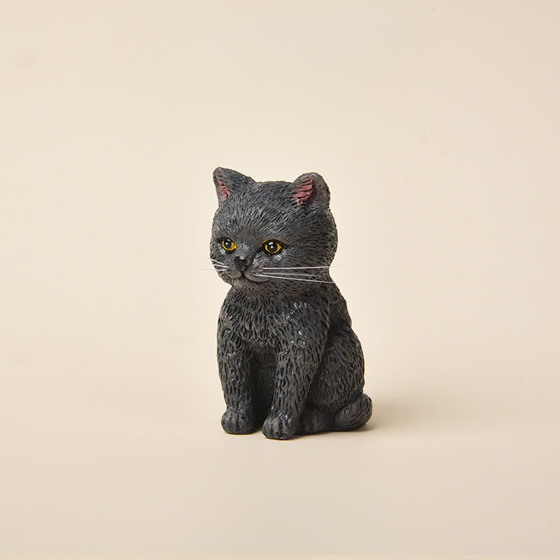 Buddha Stones Geschilderde hars mini katjes gezinnetje sombere dieren decoratie - Blauwe Kat - image 14