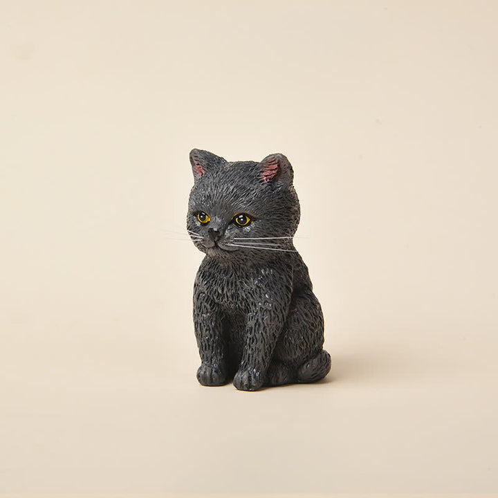 Buddha Stones Geschilderde hars mini katjes gezinnetje sombere dieren decoratie - Blauwe Kat - image 14