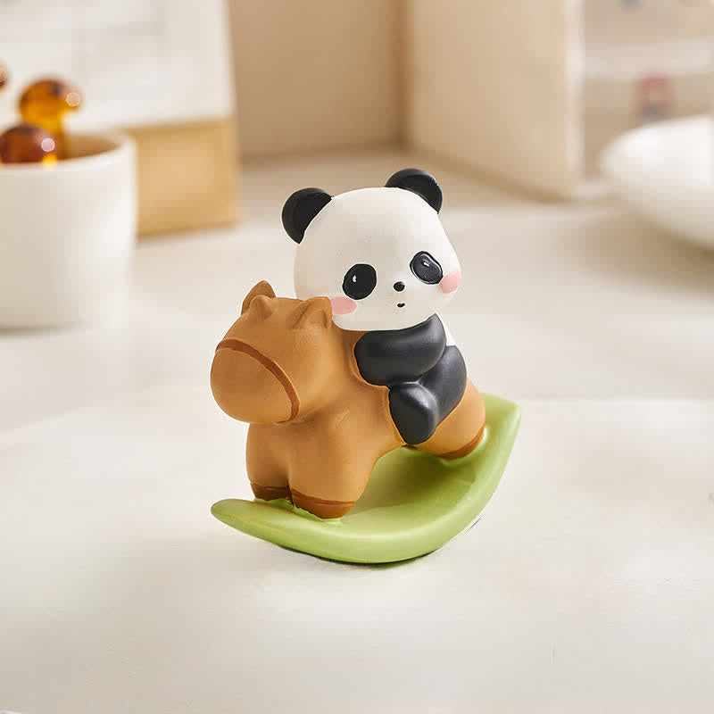 Buddha Stones Schattige panda van hars die schommelt, als bureaudecoratie - image 3