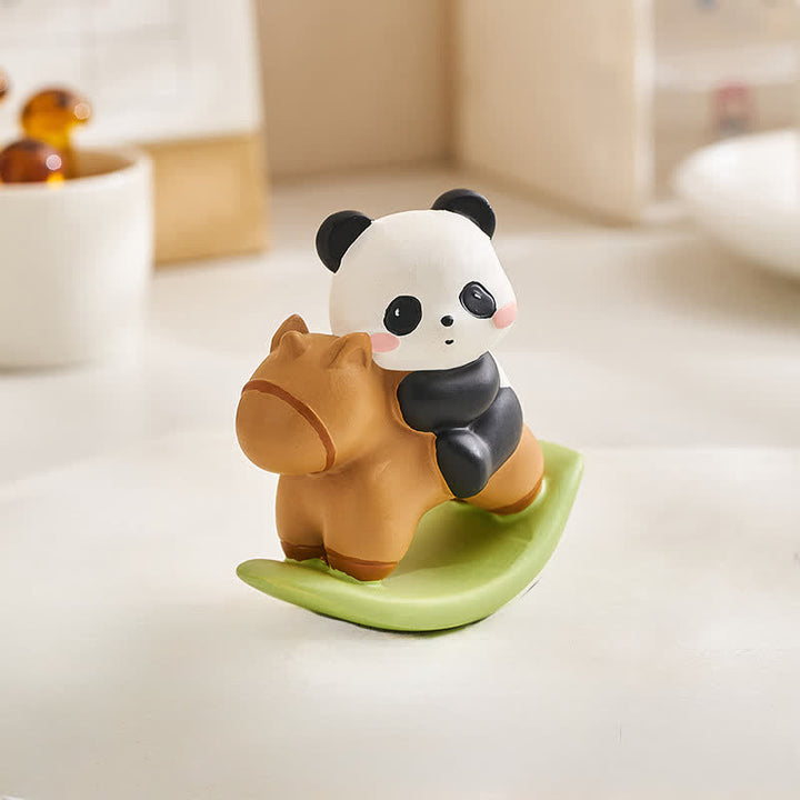 Buddha Stones Schattige panda van hars die schommelt, als bureaudecoratie - image 3