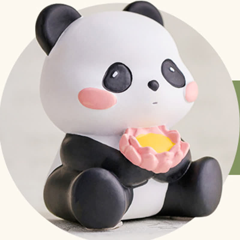 Buddha Stones Telefoonstandaard met lotusbloem en panda van hars, schattige dierendecoratie - image 26