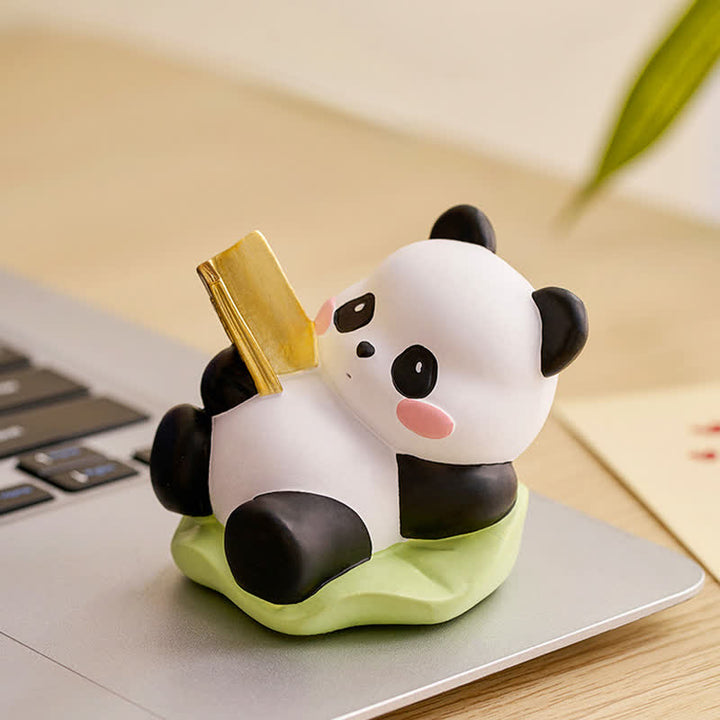 Buddha Stones Telefoonstandaard met lotusbloem en panda van hars, schattige dierendecoratie - image 11