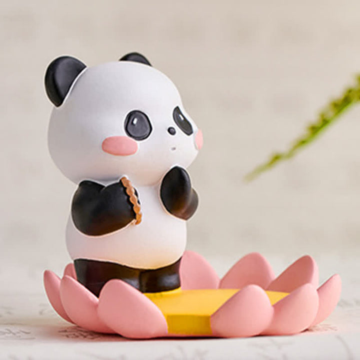 Buddha Stones Telefoonstandaard met lotusbloem en panda van hars, schattige dierendecoratie - image 16