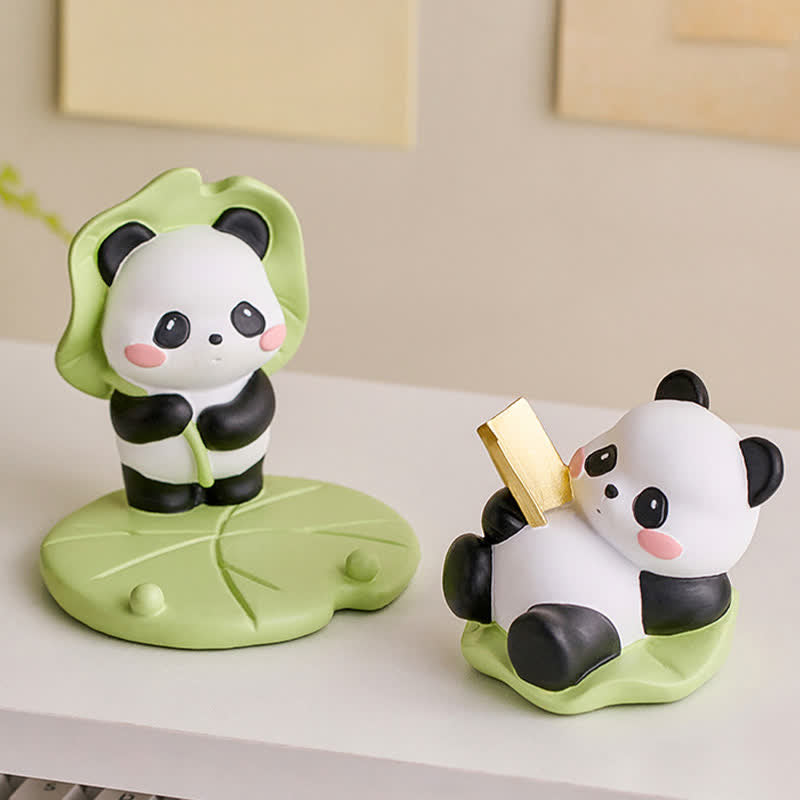 Buddha Stones Telefoonstandaard met lotusbloem en panda van hars, schattige dierendecoratie - image 7