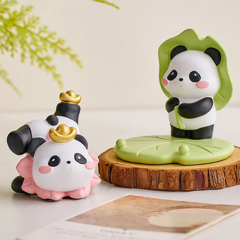 Buddha Stones Telefoonstandaard met lotusbloem en panda van hars, schattige dierendecoratie - image 4