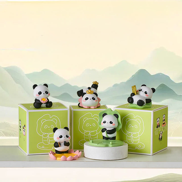 Buddha Stones Telefoonstandaard met lotusbloem en panda van hars, schattige dierendecoratie - image 1