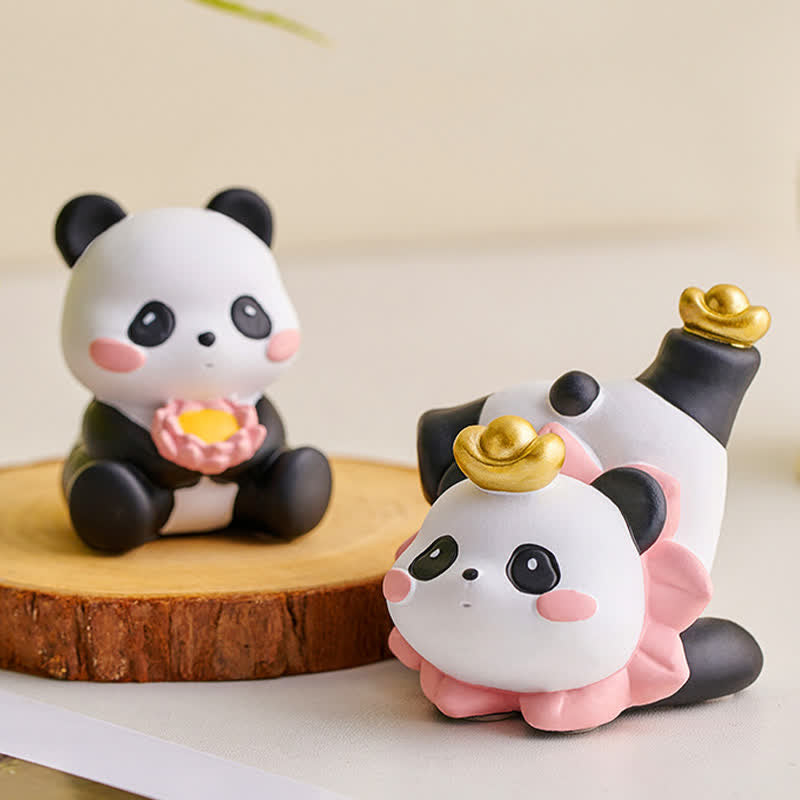 Buddha Stones Telefoonstandaard met lotusbloem en panda van hars, schattige dierendecoratie - image 2