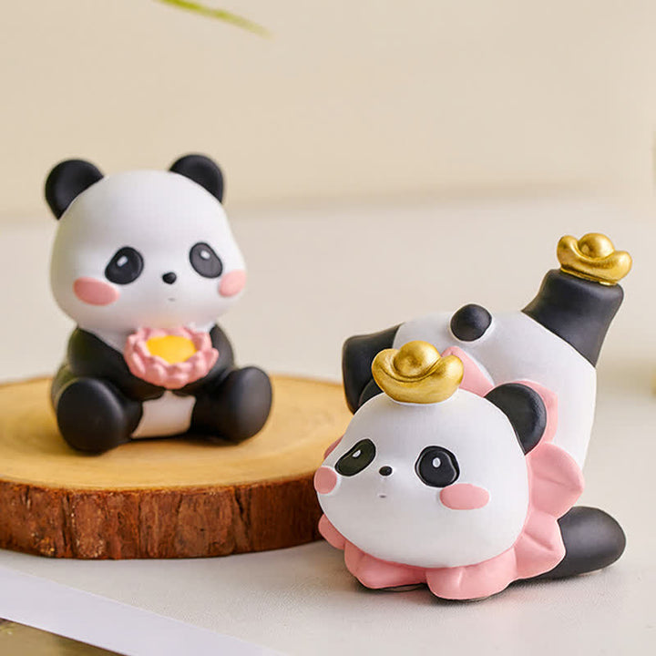 Buddha Stones Telefoonstandaard met lotusbloem en panda van hars, schattige dierendecoratie - image 2