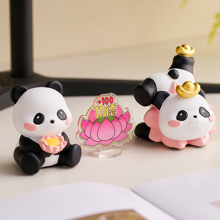 Buddha Stones Telefoonstandaard met lotusbloem en panda van hars, schattige dierendecoratie - image 3