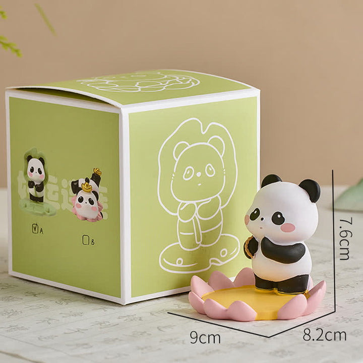 Buddha Stones Telefoonstandaard met lotusbloem en panda van hars, schattige dierendecoratie - Panda - Staand te midden van lotusbloemen - Hars (Bescherming ♥ Stabiliteit Energie) - image 13