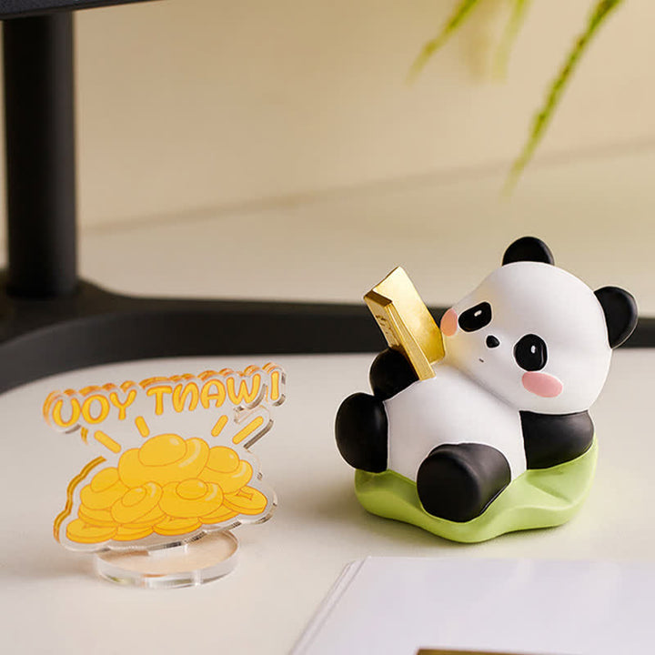 Buddha Stones Telefoonstandaard met lotusbloem en panda van hars, schattige dierendecoratie - image 10