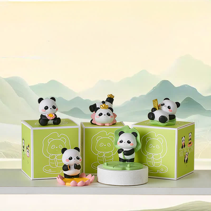 Buddha Stones Telefoonstandaard met lotusbloem en panda van hars, schattige dierendecoratie - image 1