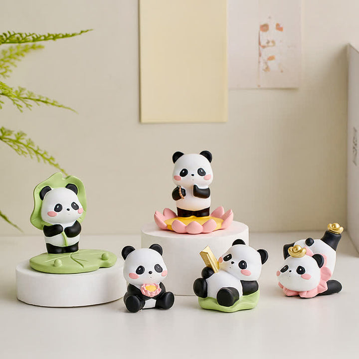 Buddha Stones Telefoonstandaard met lotusbloem en panda van hars, schattige dierendecoratie - image 0