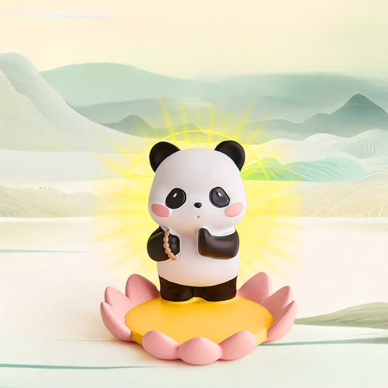 Buddha Stones Telefoonstandaard met lotusbloem en panda van hars, schattige dierendecoratie - image 14