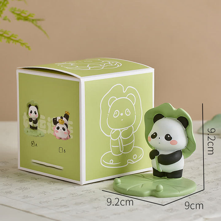 Buddha Stones Telefoonstandaard met lotusbloem en panda van hars, schattige dierendecoratie - Panda - Met een hoed van lotusbladeren - Hars (Bescherming ♥ Stabiliteit Energie) - image 19