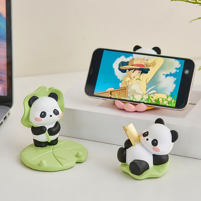 Buddha Stones Telefoonstandaard met lotusbloem en panda van hars, schattige dierendecoratie - image 6