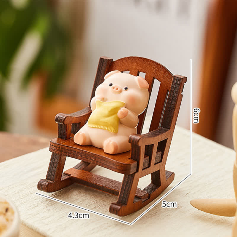 Buddha Stones Hars Kawaii Dieren Schommelstoel Comfortabele Bureaudecoratie - Varken - Hars (Bescherming ♥ Stabiliteit Energie) - image 12