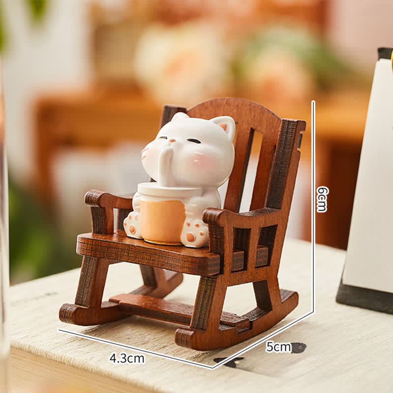 Buddha Stones Hars Kawaii Dieren Schommelstoel Comfortabele Bureaudecoratie - Kat - Hars (Bescherming ♥ Stabiliteit Energie) - image 9