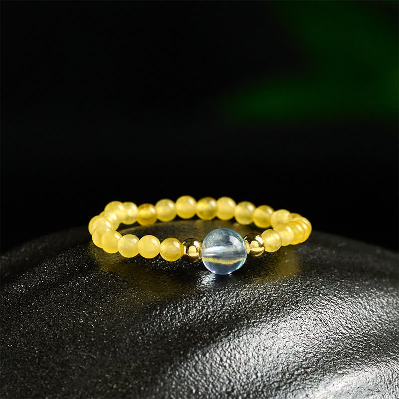 Buddha Stones 2 mm mini kralen natuurlijke rhodoniet aquamarijn topaas rozenkwarts helende elastische Ring - image 10