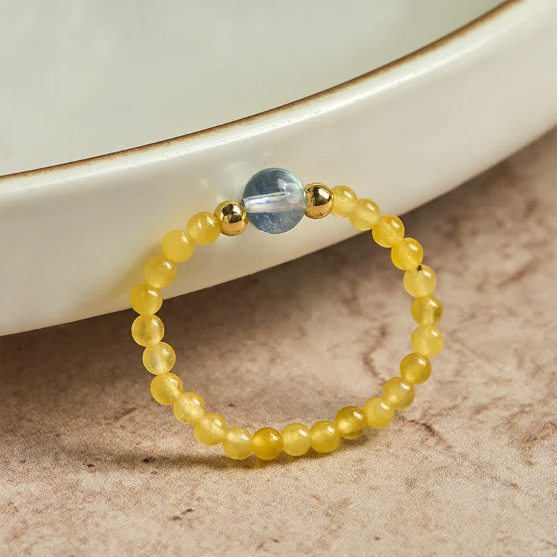 Buddha Stones 2 mm mini kralen natuurlijke rhodoniet aquamarijn topaas rozenkwarts helende elastische Ring - image 8