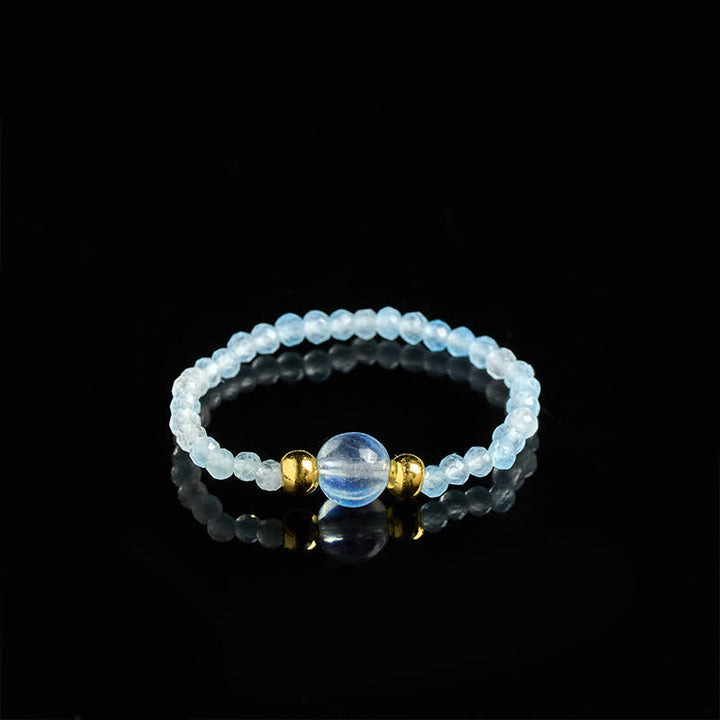 Buddha Stones 2 mm mini kralen natuurlijke rhodoniet aquamarijn topaas rozenkwarts helende elastische Ring - image 21